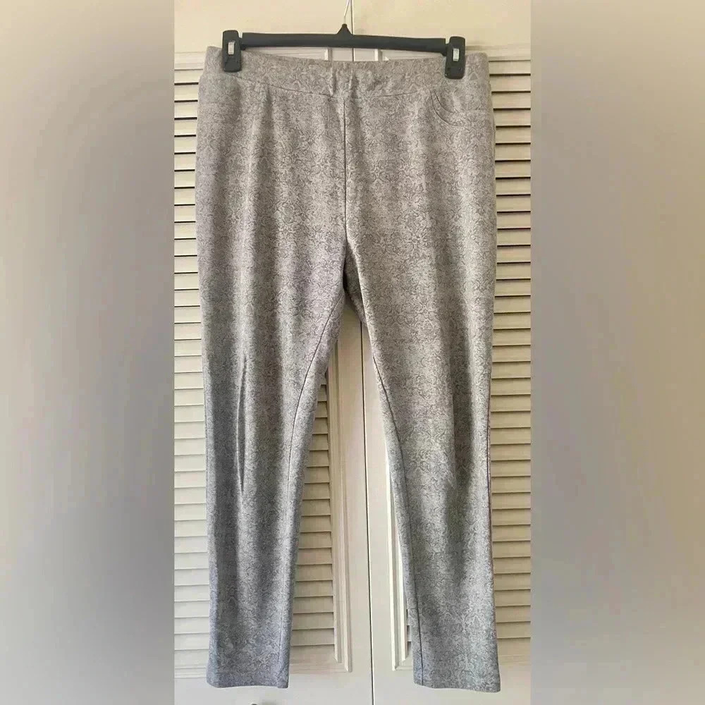 Soft Surroundings Women’s Soft Essential Ponte Pants Gray Jacquard SZ M (B15)